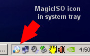 MagicISO icon open in system tray