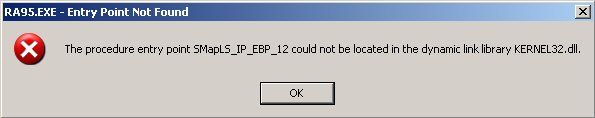 The procedure entry point SMapLS_IP_EBP_12 could not be located in the dynamic link library KERNEL32.DLL